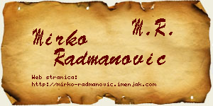 Mirko Radmanović vizit kartica